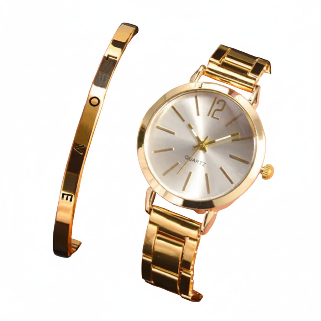 Reloj Aurora Gold — Reloj de diseño delicado con acabado dorado y estilo elegante para mujeres que buscan un accesorio sofisticado.